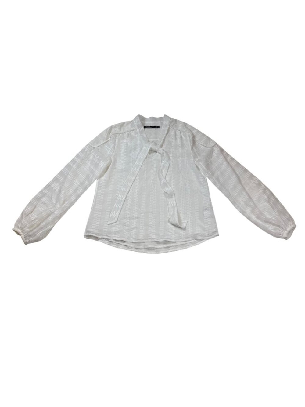 Karen Millen White Sheer Textured Long Sleeve Blouse UK 12 US 8 (V1175)